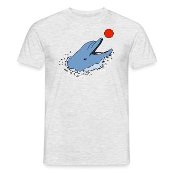 Delfin mit Ball - Männer T-Shirt - Grau meliert - Vorne - AI Model Male 178 dark (178cm)
