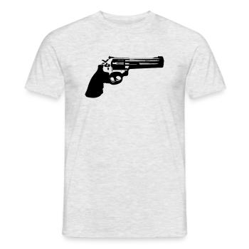 gun_revolver - Männer T-Shirt - Grau meliert - Vorne - AI Model Male 178 dark (178cm)