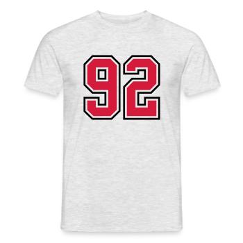 92 sports jersey football number - T-shirt homme - gris chiné - Devant - AI Model Male 178 dark (178cm)