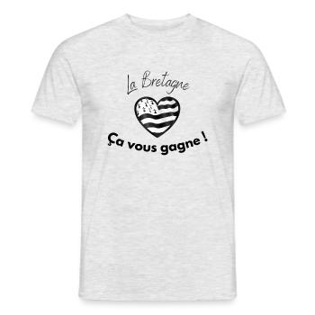 La Bretagne ça vous gagne - T-shirt homme - gris chiné - Devant - AI Model Male 178 dark (178cm)