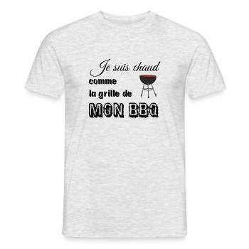 Je suis chaud comme la grille de mon barbecue - T-shirt homme - gris chiné - Devant - AI Model Male 178 dark (178cm)