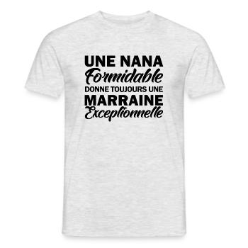 Nana Formidable - Marraine Exceptionnelle - T-shirt homme - gris chiné - Devant - AI Model Male 178 dark (178cm)