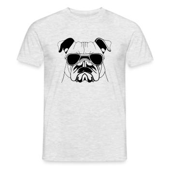 Bulldog dog dogs with sunglasses cool vector - Men's T-Shirt - heather grey - Front - AI Model Male 178 dark (178cm)