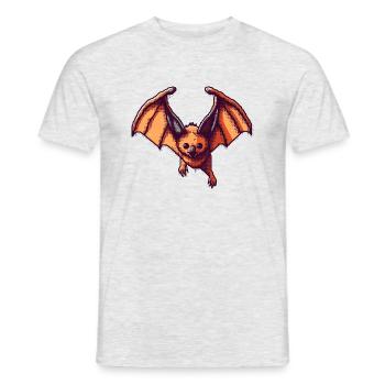 Flughund als Retro und Vintage Pixelart - Männer T-Shirt - Grau meliert - Vorne - AI Model Male 178 dark (178cm)