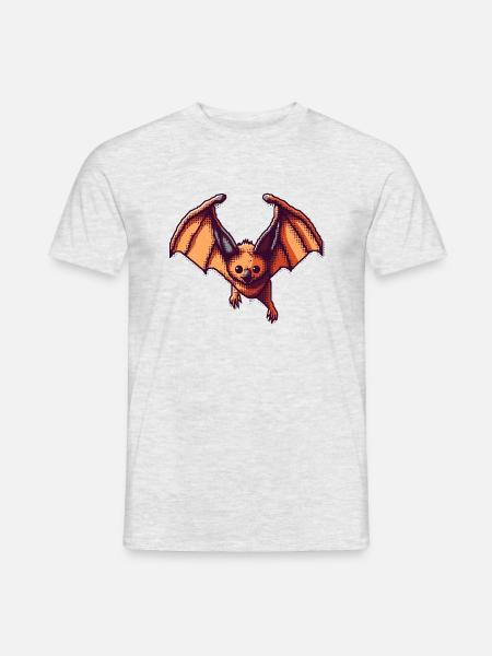 Flughund als Retro und Vintage Pixelart - Männer T-Shirt - Grau meliert