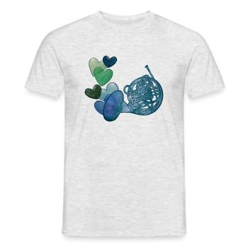 Blue French Horn - Men's T-Shirt - heather grey - Front - AI Model Male 178 dark (178cm)