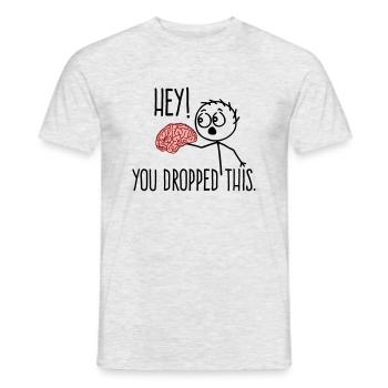 Here, something has fallen down your brain saying - Men's T-Shirt - heather grey - Front - AI Model Male 178 dark (178cm)