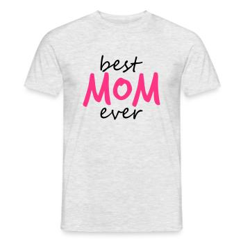 text best mom ever sticker sticker button love - Men's T-Shirt - heather grey - Front - AI Model Male 178 dark (178cm)