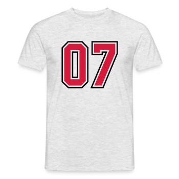 07 sports jersey football number - Mænd T-shirt - grå meleret - Foran - AI Model Male 178 dark (178cm)