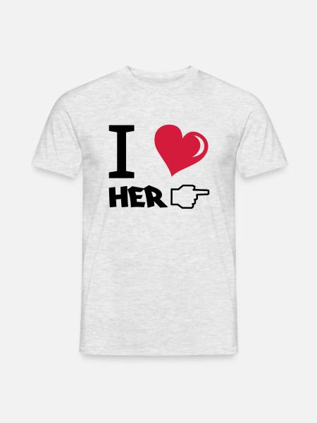 i_love_her - Männer T-Shirt - Grau meliert
