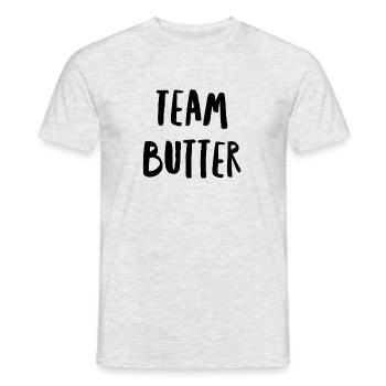 TEAM BUTTER - Männer T-Shirt - Grau meliert - Vorne - AI Model Male 178 dark (178cm)