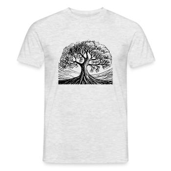 Bonsaï arbre forestier noir blanc - T-shirt homme - gris chiné - Devant - AI Model Male 178 dark (178cm)