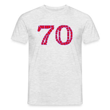 70. 70 YEARS. 70th ANNIVERSARY. 70 YEARS ANNIVERSARY. - Men's T-Shirt - heather grey - Front - AI Model Male 178 dark (178cm)