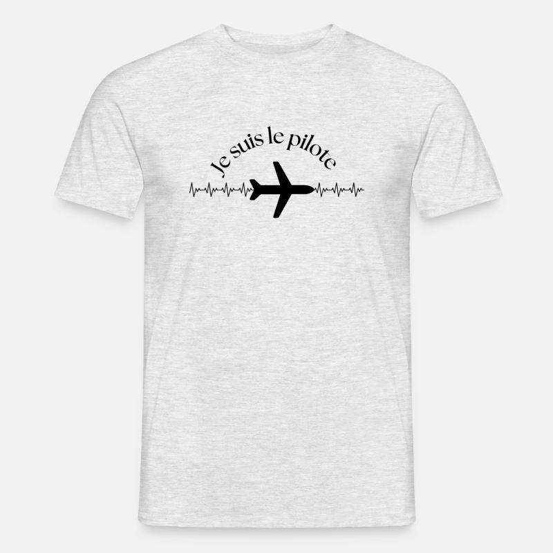 Ich bin der Pilot - Männer T-Shirt - Grau meliert
