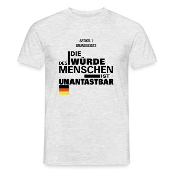 La dignité de l'homme est inviolable - Art 1 GG - T-shirt homme - gris chiné - Devant - AI Model Male 178 dark (178cm)