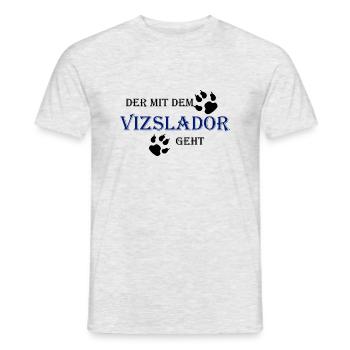 Der mit dem Vizslador geht - Männer T-Shirt - Grau meliert - Vorne - AI Model Male 178 dark (178cm)