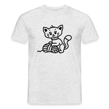 Sweet cat plays with wool - line - Men's T-Shirt - heather grey - Front - AI Model Male 178 dark (178cm)