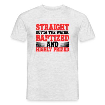 Straight Outta L’eau et baptisé 15 - T-shirt homme - gris chiné - Devant - AI Model Male 178 dark (178cm)