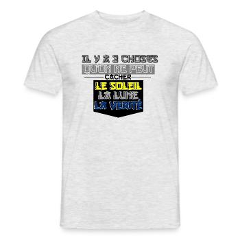 There are 3 things that cannot be hidden - Men's T-Shirt - heather grey - Front - AI Model Male 178 dark (178cm)