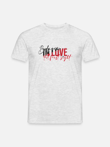 Glaube an die Liebe auf den ersten Blick - Männer T-Shirt - Grau meliert