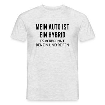 Mein Auto ist ein Hybrid es verbrennt Benzin Tuner - Männer T-Shirt - Grau meliert - Vorne - AI Model Male 178 dark (178cm)
