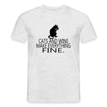 Cat Katze - Men's T-Shirt - heather grey - Front - AI Model Male 178 dark (178cm)