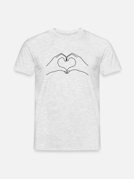 Line art - Hands in Heart Shape - Men's T-Shirt - heather grey