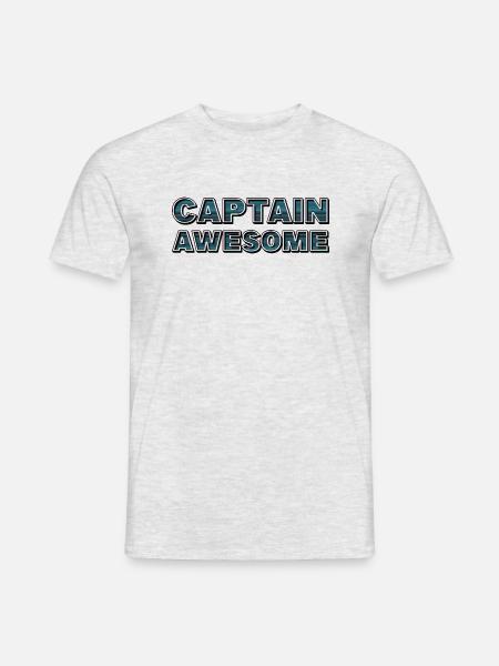 CAPTAIN AWESOME - Männer T-Shirt - Grau meliert