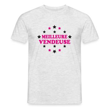 MEILLEURE VENDEUSE - T-shirt homme - gris chiné - Devant - AI Model Male 178 dark (178cm)