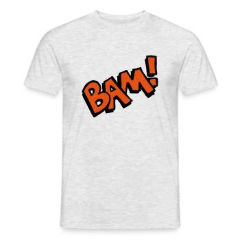 Bam! Comic Speech Bubble Funny font gift - Men's T-Shirt - heather grey - Front - AI Model Male 178 dark (178cm)