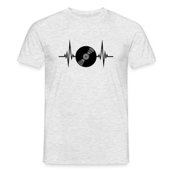 vinyl platte puls herzschlag frequenz play party f - Männer T-Shirt - Grau meliert - Vorne - AI Model Male 178 dark (178cm)