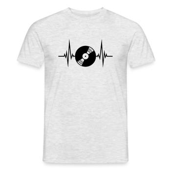 plate vinyl pulse heartbeat frequency play party f - Men's T-Shirt - heather grey - Front - AI Model Male 178 dark (178cm)