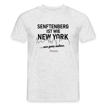 Senftenberg ist wie New York - Männer T-Shirt - Grau meliert - Vorne - AI Model Male 178 dark (178cm)