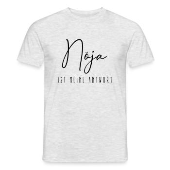 nöja - heisst vielleicht - Männer T-Shirt - Grau meliert - Vorne - AI Model Male 178 dark (178cm)
