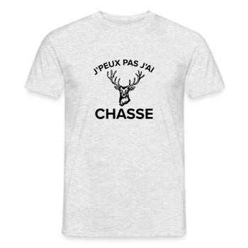 J'peux pas j'ai chasse - Cerf - Chasseur - T-shirt homme - gris chiné - Devant - AI Model Male 178 dark (178cm)