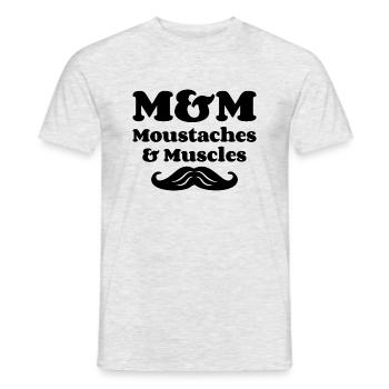 M&M (Schnurrhaare & Muskeln) - Männer T-Shirt - Grau meliert - Vorne - AI Model Male 178 dark (178cm)