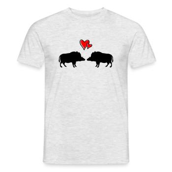 Wildschweine verliebt - Männer T-Shirt - Grau meliert - Vorne - AI Model Male 178 dark (178cm)