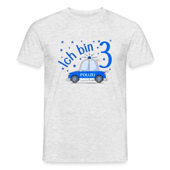 Polizeiauto Ich bin 3 Geburtstag Blau - Männer T-Shirt - Grau meliert - Vorne - AI Model Male 178 dark (178cm)