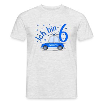 Polizeiauto Ich bin 6 Geburtstag Blau - Männer T-Shirt - Grau meliert - Vorne - AI Model Male 178 dark (178cm)