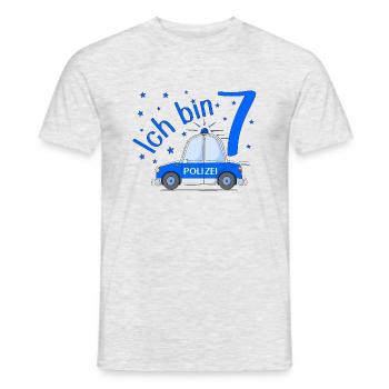 Polizeiauto Ich bin 7 Geburtstag Blau - Männer T-Shirt - Grau meliert - Vorne - AI Model Male 178 dark (178cm)