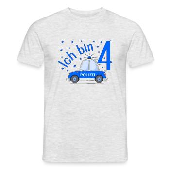 Voiture de Police J’ai 4 Anniversaire Bleu - T-shirt homme - gris chiné - Devant - AI Model Male 178 dark (178cm)