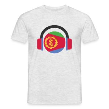 Eritrea Flagge Kopfhörer - Männer T-Shirt - Grau meliert - Vorne - AI Model Male 178 dark (178cm)