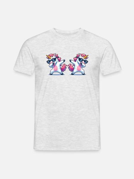 unicorn dabbing comic 2 - Männer T-Shirt - Grau meliert