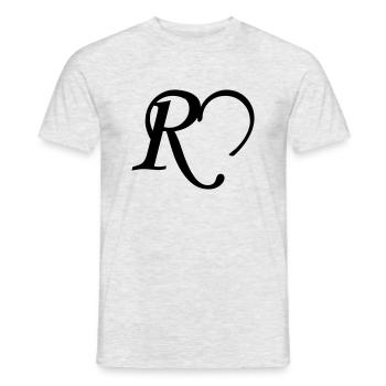 Lettre coeur R - T-shirt homme - gris chiné - Devant - AI Model Male 178 dark (178cm)