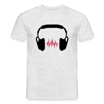 headphones - Men's T-Shirt - heather grey - Front - AI Model Male 178 dark (178cm)