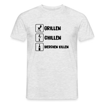 grillen chillen bierchen killen 01 - Männer T-Shirt - Grau meliert - Vorne - AI Model Male 178 dark (178cm)