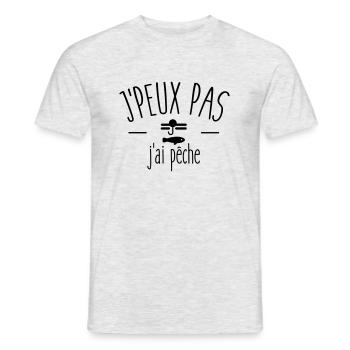 Je peux pas j ai pêche - T-shirt homme - gris chiné - Devant - AI Model Male 178 dark (178cm)