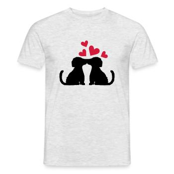 Pärchen küssende verliebte Hunde - Männer T-Shirt - Grau meliert - Vorne - AI Model Male 178 dark (178cm)