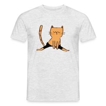 Cat fait une idée cadeau pour les amateurs de yoga yoga - T-shirt homme - gris chiné - Devant - AI Model Male 178 dark (178cm)