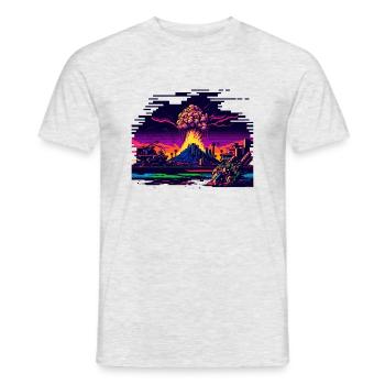 Quand la bombe atomique explose dans le jeu vidéo 8 bits - T-shirt homme - gris chiné - Devant - AI Model Male 178 dark (178cm)